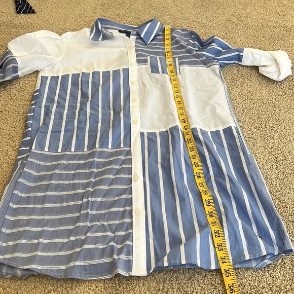 NWT! TOMMY HILFIGER Size 6 blue with white striped shirt dress - Picture 7 of 9